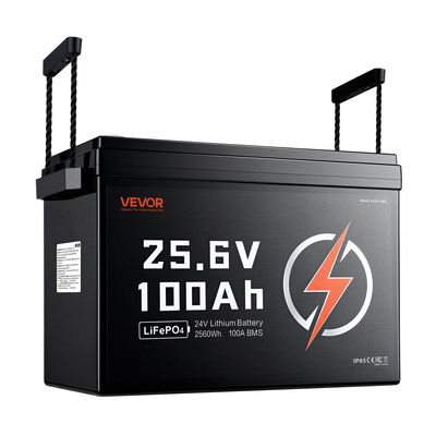Μπαταρία λιθίου VEVOR 24V 100Ah LiFePO4 4000+ κύκλοι Ενσωματωμένη μπαταρία BMS 100A, μπαταρία λιθίου με προστασία χαμηλής θερμοκρασίας, υποστηρίζει σύνδεση 8P2S, ενέργεια 2560Wh, για τροχόσπιτο, κινητήρα συρτής, θαλάσσιο, ηλιακό