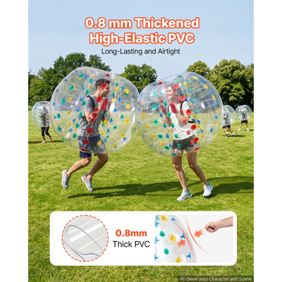 VEVOR 2 φουσκωτές μπάλες προφυλακτήρα 1,5 μ. Human Bubble Adult Διαφανείς, για αυλή, κάμπινγκ, πικνίκ, πάρκο, γκαζόν και ομαδικό παιχνίδι σε εξωτερικούς χώρους, παχύρρευστο υλικό PVC, μπάλα σούμο χάμστερ με λαβή