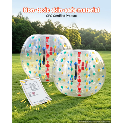 VEVOR 2 φουσκωτές μπάλες προφυλακτήρα 1,5 μ. Human Bubble Adult Διαφανείς, για αυλή, κάμπινγκ, πικνίκ, πάρκο, γκαζόν και ομαδικό παιχνίδι σε εξωτερικούς χώρους, παχύρρευστο υλικό PVC, μπάλα σούμο χάμστερ με λαβή