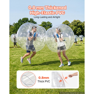 VEVOR 2 φουσκωτές μπάλες προφυλακτήρα 1,5 μ. Human Bubble Adult Διαφανείς, για αυλή, κάμπινγκ, πικνίκ, πάρκο, γκαζόν και ομαδικό παιχνίδι σε εξωτερικούς χώρους, παχύρρευστο υλικό PVC, μπάλα σούμο χάμστερ με λαβή