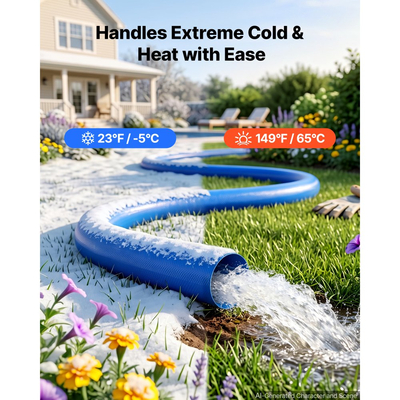 Σωλήνας εκκένωσης VEVOR 1-1/2" x 15,2 m PVC Lay Flat Σωλήνας αντλίας νερού αντίστροφης πλύσης, για φίλτρο άμμου πισίνας και αντλία φρεατίου, βαρέως τύπου, αποχέτευσης μεταφοράς νερού, ανθεκτικός σε καιρικές συνθήκες και εκρήξεις, με σφιγκτήρες, μπλε