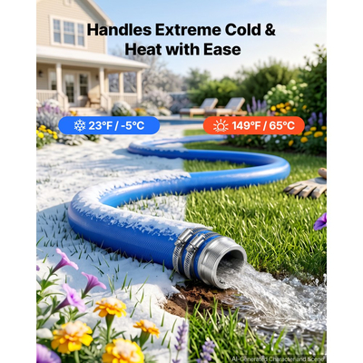 Σωλήνας εκκένωσης VEVOR 2" x 15,2 m PVC Lay Flat Wash Αντλία νερού αντίστροφης πλύσης Σωλήνας πισίνας, για φίλτρο άμμου πισίνας και αντλία φρεατίου, Αποστράγγιση μεταφοράς νερού, ανθεκτικός σε καιρικές συνθήκες και εκρήξεις, με εξαρτήματα πείρου, μπλε