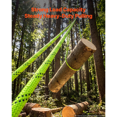 Σχοινί πολυεστέρα διπλής πλέξης VEVOR 19,1 mm x 67 m για δενδροκομικές εργασίες, βαρέως τύπου 26 κλώνων, υψηλής αντοχής σε θραύση 8800 kg, σχοινί ρυμούλκησης και έλξης για αναρρίχηση σε εξωτερικούς χώρους, πράσινο