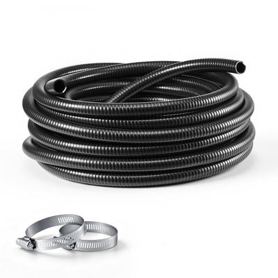 Σωλήνας αναρρόφησης VEVOR 25 mm x 25 m, βαρέως τύπου, από PVC, αντλία αναρρόφησης, για πισίνες, αντλία απορριμμάτων, μεταφορά νερού, αντοχή σε υψηλή πίεση, ανθεκτικό στις καιρικές συνθήκες και στις εκρήξεις, με σφιγκτήρες, μαύρο