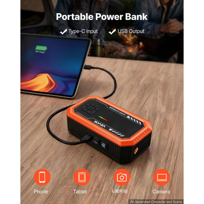 VEVOR Jump Starter με Αεροσυμπιεστή 3000A Peak Car Battery Box Jump, Φορητό για βενζίνη 9,0L / ντίζελ 6,5L, Φουσκωτό ελαστικών 150 PSI με αυτόματη απενεργοποίηση, Power Bank, Φορτιστής μπαταρίας 12V, με φακό LED