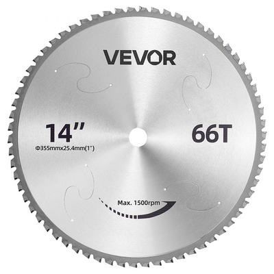 Λεπίδα πριονιού VEVOR 355,6 mm, 66 δόντια, μεταλλική λεπίδα ψυχρής κοπής με κεραμική άκρη, συμβατή με πριόνια, 4000 κοπές, κοπή λείων επιφανειών χωρίς γρέζια, μείωση θορύβου και οπές απαγωγής θερμότητας