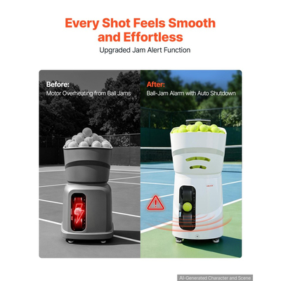 Μηχανή τένις VEVOR, φορητή αυτόματη εκτοξευτής μπαλών για εξάσκηση, με τηλεχειριστήριο εφαρμογής, χωρητικότητα 110 μπαλών, έλεγχο περιστροφής, 2 λειτουργίες προπόνησης, διάρκεια ζωής μπαταρίας 4 ωρών και ταχύτητες έως 75 MPH