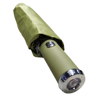 Αυτόματη ομπρέλα σπαστή με φακό LED - 10K - Tradesor - 585670 - Green