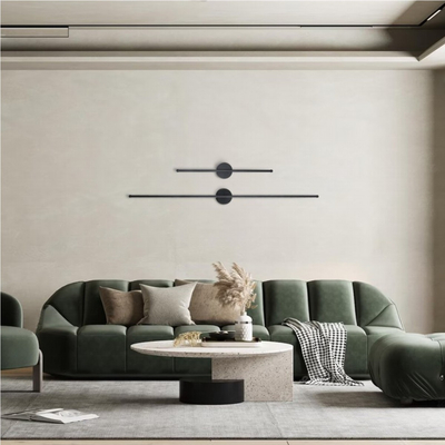 VenCore Linear Round 6093-20002 - Μοντέρνο Επιτοίχιο Δίφωτο LED 9W Μαύρο Αλουμίνιο 60CM με Ρυθμιζόμενο CCT Λευκό - Ημέρας - Θερμό - Χειρισμός CCT μέσω Διακόπτη On-Off
