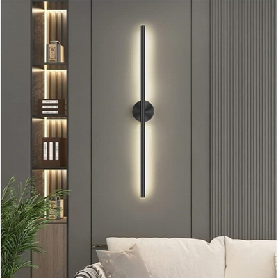 VenCore Linear Round 6093-20002 - Μοντέρνο Επιτοίχιο Δίφωτο LED 9W Μαύρο Αλουμίνιο 60CM με Ρυθμιζόμενο CCT Λευκό - Ημέρας - Θερμό - Χειρισμός CCT μέσω Διακόπτη On-Off
