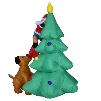 VenCore 8979-10004 - Santa Claus With Dog and Tree 1.8m - Χριστουγεννιάτικη Φιγούρα Φουσκωτή Αγιου Βασίλη με Σκύλο και Δεντρο Εξωτερικού Χώρου 1.8m Ύψος - Αυτόματο Φούσκωμα - Φωτιζόμενη