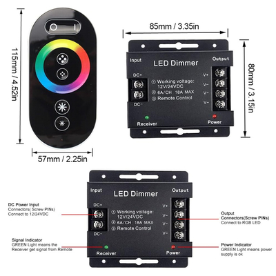 VenCore 6613-10006 - RGB Controller 12-24V 216-432W with RF Remote - Ασύρματο Controller RGB με RF Χειριστήριο 12 Volt 216 Watt & 24 Volt 432 Watt Μέγιστο Φορτίο