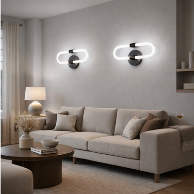 VenCore Circa Black 6093-20065 - Μοντέρνο Επιτοίχιο Φωτιστικό Απλίκα LED 12W Μαύρο Αλουμίνιο με Ρυθμιζόμενο CCT Λευκό - Ημέρας - Θερμό - Χειρισμός CCT μέσω Διακόπτη On-Off