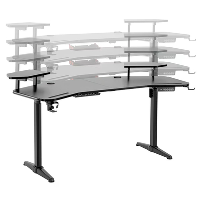 VenCore 2730-10005 - Gaming Desk Adjustable 160x60x72-112cm Black - Μοντέρνο Γραφείο Ρυθμιζόμενου Ύψους με Λειτουργία Μνήμης Gaming VenCore Μοριοσανίδας Carbon Fiber με Μεταλλικά Πόδια Μαύρο Μ160 x Π60 x Υ72-112cm