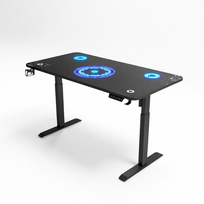 VenCore 2730-10007 - Gaming Desk Adjustable 120x60x72-112cm Black - Μοντέρνο Γραφείο Ρυθμιζόμενου Ύψους με Λειτουργία Μνήμης Gaming VenCore Μοριοσανίδας Carbon Fiber με Μεταλλικά Πόδια Μαύρο Μ120 x Π60 x Υ72-112cm