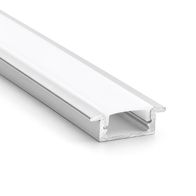 VenCore 9177-50001 - Recessed Aluminum Profile 1M - Χωνευτό Προφίλ Αλουμινίου 1 Μέτρο με Press On Γαλακτερό Κάλυμμα - Μ100 x Π2 x Υ1cm