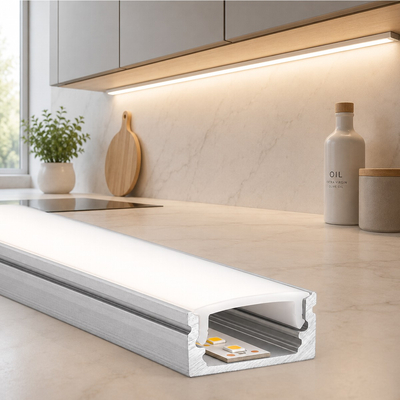 VenCore 9177-50002 - Surface Aluminum Profile 1M - Επιφανειακό Προφίλ Αλουμινίου 1 Μέτρο με Press On Γαλακτερό Κάλυμμα - Μ100 x Π1.76 x Υ0.66cm