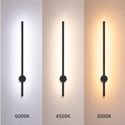 VenCore Serenor Black 6093-20126 - Μοντέρνο Επιτοίχιο Φωτιστικό Απλίκα LED 60CM 12W Μαύρο Αλουμίνιο με Ρυθμιζόμενο CCT Λευκό - Ημέρας - Θερμό - Χειρισμός CCT μέσω Διακόπτη On-Off