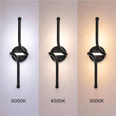 VenCore Aureon Black 6093-20146 - Μοντέρνο Επιτοίχιο Φωτιστικό Απλίκα LED 12W Μαύρο Αλουμίνιο με Ρυθμιζόμενο CCT Λευκό - Ημέρας - Θερμό - Χειρισμός CCT μέσω Διακόπτη On-Off - Μ40 x Π11 x Υ14cm