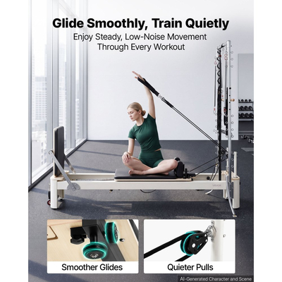 VEVOR Pilates Reformer με Πύργο 2,4μ Μηχανή Pilates 181kg από κράμα αλουμινίου, για οικιακή χρήση και προπόνηση σε γυμναστήριο, με σανίδα άλματος, ελατήρια, πλαίσιο καθίσματος και ρυθμιζόμενο στήριγμα κεφαλής, για προχωρημένους αρχάριους χρήστες