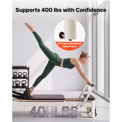 VEVOR Pilates Reformer με Πύργο 2,4μ Μηχανή Pilates 181kg από κράμα αλουμινίου, για οικιακή χρήση και προπόνηση σε γυμναστήριο, με σανίδα άλματος, ελατήρια, πλαίσιο καθίσματος και ρυθμιζόμενο στήριγμα κεφαλής, για προχωρημένους αρχάριους χρήστες