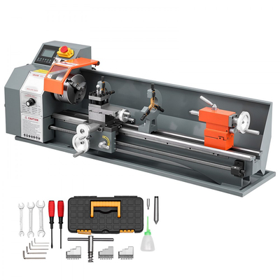 Τόρνος Μετάλλου VEVOR 220 x 762 mm 1100W Ημιαυτόματος Τόρνος Πάγκου, για Ακριβή Κατεργασία Μετάλλου, Τόρνευση, Σπειρώματα, Ηλεκτρονική Κίνηση με Βίδα, Μεταβλητή Ταχύτητα 2500 RPM Max, με Κινητήρα χωρίς Ψήκτρες