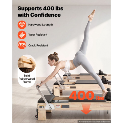 VEVOR Pilates Reformer με Πύργο 2,4 μ. Μηχανή Pilates 181 kg από καουτσούκ, για οικιακή χρήση και προπόνηση σε γυμναστήριο, με σανίδα άλματος, ελατήρια, κουτί καθίσματος και ρυθμιζόμενο στήριγμα κεφαλής, για προχωρημένους αρχάριους χρήστες
