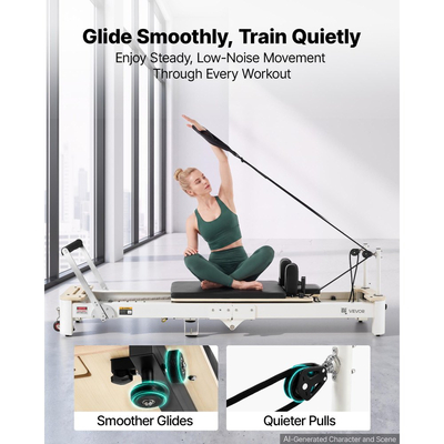 VEVOR Pilates Reformer 2,2μ. Πτυσσόμενο μηχάνημα Pilates 181kg από κράμα αλουμινίου, για οικιακή χρήση και προπόνηση σε γυμναστήριο, με σανίδα άλματος, ελατήρια, πλαίσιο καθίσματος και ρυθμιζόμενο στήριγμα κεφαλής, για προχωρημένους αρχάριους χρήστες