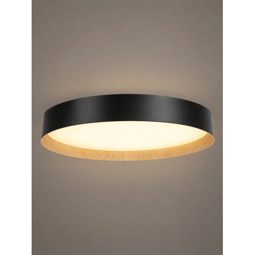 kelvo® RONDO KLV-101-0587-V2 Φωτιστικό Οροφής LED 36W 3600lm 120° AC 220-240V IP20 Ρυθμιζόμενο Λευκό CCT με Διακόπτη στο Driver 2700K/4500K/6000K Triac Dimmable - Lumileds SMD Chip & ENEC/TÜV Driver - Μαύρο Ματ & Εφέ Ξύλου - Μ50 x Π50 x Υ7cm - 5 Χρόνια Εγγύηση