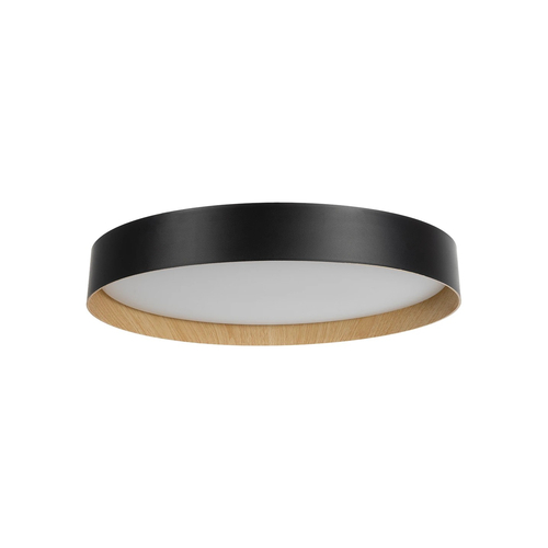 kelvo® RONDO KLV-101-0587-V2 Φωτιστικό Οροφής LED 36W 3600lm 120° AC 220-240V IP20 Ρυθμιζόμενο Λευκό CCT με Διακόπτη στο Driver 2700K/4500K/6000K Triac Dimmable - Lumileds SMD Chip & ENEC/TÜV Driver - Μαύρο Ματ & Εφέ Ξύλου - Μ50 x Π50 x Υ7cm - 5 Χρόνια Εγγύηση