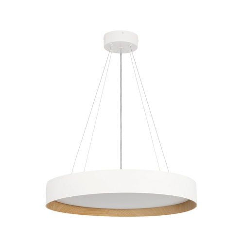kelvo® RONDO KLV-101-0589 Κρεμαστό Φωτιστικό Οροφής LED 36W 3600lm 120° AC 220-240V IP20 Ρυθμιζόμενο Λευκό CCT με Διακόπτη στο Driver 2700K/4500K/6000K Triac Dimmable - Lumileds SMD Chip & ENEC/TÜV Driver - Λευκό Ματ & Εφέ Ξύλου - Μ50 x Π50 x Υ7cm - 5 Χρόνια Εγγύηση