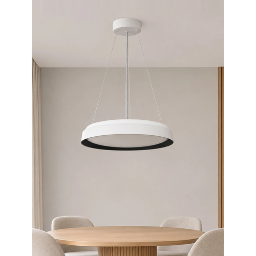 kelvo® VOLA KLV-101-0590 Κρεμαστό Φωτιστικό Οροφής LED 24W 2400lm 120° AC 220-240V IP20 Ρυθμιζόμενο Λευκό CCT με Διακόπτη στο Driver 2700K/4500K/6000K Triac Dimmable - Lumileds SMD Chip & ENEC/TÜV Driver - Μαύρο Ματ & Λευκό Ματ - Μ40 x Π40 x Υ7cm - 5 Χρόνια Εγγύηση