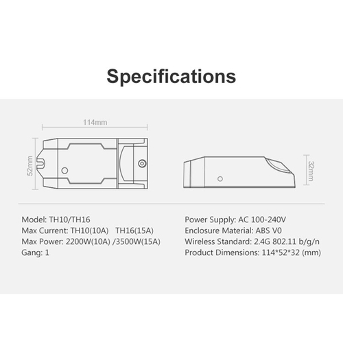 GloboStar® 80009 SONOFF TH16-R2 - Wi-Fi Smart Switch Temperature & Humidity Monitoring 15A