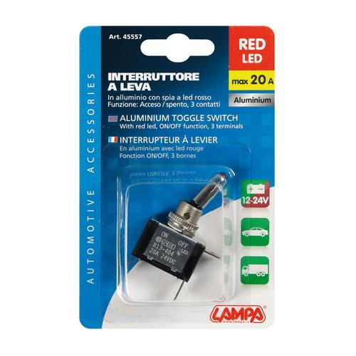 ΔΙΑΚΟΠΤΗΣ ΑΕΡΟΠΟΡΙΚΟΥ ΤΥΠΟΥ 2 ΘΕΣΕΩΝ 12,2mm 12V 20A ΜΕ LED ΚΟΚΚΙΝΟ