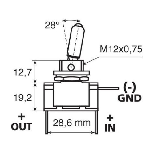 ΔΙΑΚΟΠΤΗΣ ΑΕΡΟΠΟΡΙΚΟΥ ΤΥΠΟΥ 2 ΘΕΣΕΩΝ 12,2mm 12V 20A ΜΕ LED ΠΡΑΣΙΝΟ