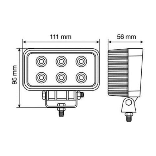 ΠΡΟΒΟΛΕΑΣ ΕΡΓΑΣΙΑΣ WL-2 18W 1200LM  ΜΕ 6 LED ΚΑΡΦΙ 10-30V/21W 6.000K (111 x 95 x 56 mm) -1ΤΕΜ.