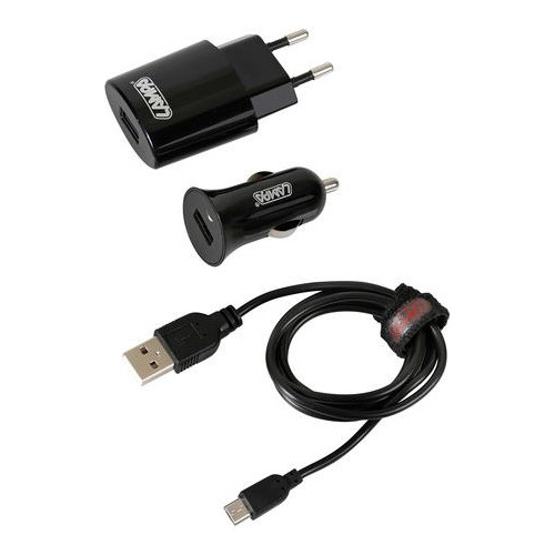 Καλώδιο Φορτισης MICRO USB 100cm με αντάπτορα USB αναπτήρα 12V/24V και αντάπτορα 220V