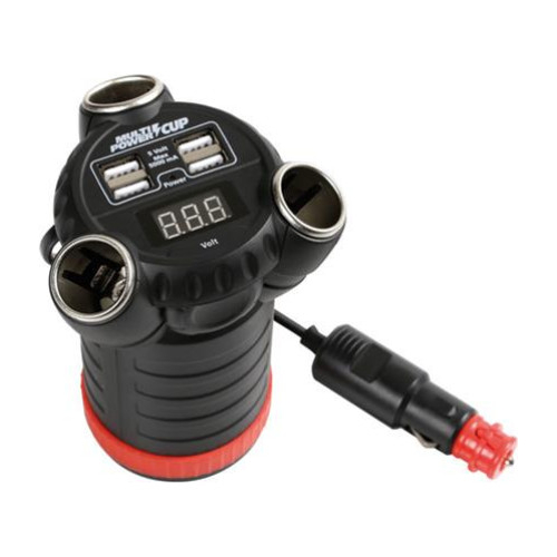 ΑΝΤΑΠΤΟΡΑΣ ΑΝΑΠΤΗΡΑ 12/24/36V ΤΡΙΠΛΟΣ ΜΕ 4 USB+ΒΟΛΤΟΜΕΤΡΟ MULTI POWER CUP ΜΕ ΚΑΛΩΔΙΟ 80cm