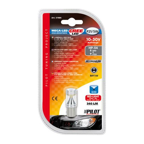 P21/5W 10-30V BAY15d 60/340lm ΔΙΠΟΛΙΚΟ ΚΟΚΚΙΝΟ ΔΙΑΘΛΑΣΗΣ MEGA-LED 54 CREE-LED BLISTER 1ΤΕΜ.