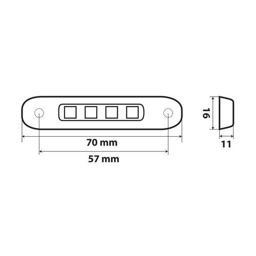 ΦΩΣ ΟΓΚΟΥ ΦΟΡΤΗΓΟΥ 4LED ΛΕΥΚΟ 12/24V 70x16x11mm ΑΔΙΑΒΡΟΧΟ 1ΤΕΜ.