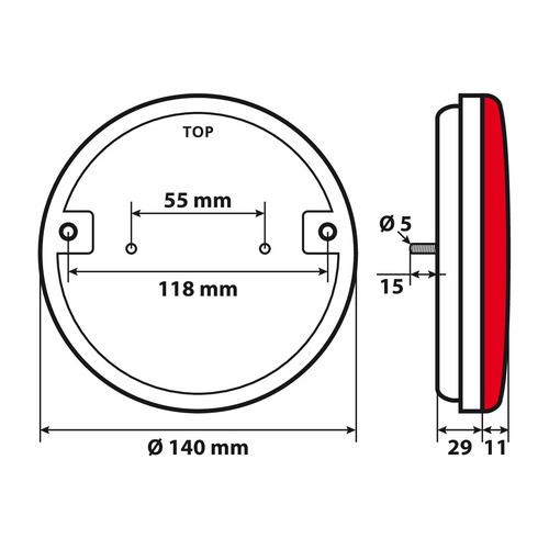 ΦΩΣ ΦΟΡΤΗΓΟΥ ΠΙΣΩ 12/24V O-LED 29LED 3 ΧΡΗΣΕΩΝ ΣΤΡΟΓΓΥΛΟ 140mm 1ΤΕΜ.