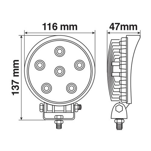 ΠΡΟΒΟΛΕΑΣ ΕΡΓΑΣΙΑΣ  WL-12 18W 1440LM 12/24V ΜΕ 6 LED ΔΙΑΘΛΑΣΗΣ 6.000K (137 x 116 x 47mm) ΣΤΡΟΓΓΥΛΟΣ -1ΤΕΜ.