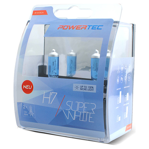 H7 12V 55W 3.450K PX26d POWERTECK SUPERWHITE 2ΤΕΜ.