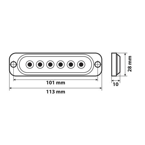 ΣΤΡΟΜΠΟ ΛΕΥΚΟ LF1 12/24V ΜΕ 6 LED 19 ΧΡΗΣΕΩΝ ΑΔΙΑΒΡΟΧΟ 113x28mm 1ΤΕΜ.