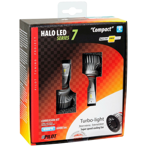 H10/HB3 9005 9-32V 6.500K 6.000lm 72W P20d HALO LED SERIE 7 COMPACT 6LED CREE 2ΤΕΜ. LED KIT