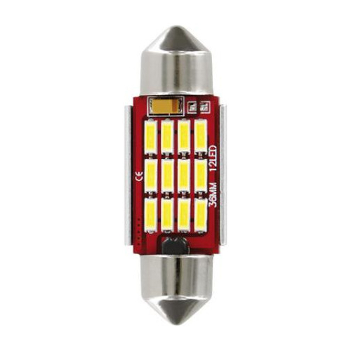 ΛΑΜΠΑΚΙ ΠΛΑΦΟΝΙΕΡΑΣ 12V 12x36mm 150lm ΛΕΥΚΟ MEGA-LED12 (ΔΙΠΛΗΣ ΠΟΛΙΚΟΤΗΤΑΣ- CAN-BUS) BLISTER 1ΤΕΜ.