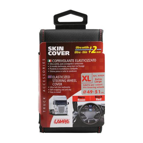 ΚΑΛΥΜΜΑ ΤΙΜΟΝΙΟΥ ΦΟΡΤΗΓΟΥ 48/51cm (XL) SKIN-COVER ΜΑΥΡΟ ΜΕ ΚΟΚΚΙΝΗ ΡΑΦΗ ΕΛΑΣΤΙΚΟ 2mm ΠΑΧΟΣ
