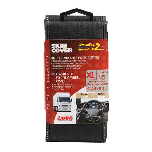 ΚΑΛΥΜΜΑ ΤΙΜΟΝΙΟΥ ΦΟΡΤΗΓΟΥ 48/51cm (XL) SKIN-COVER ΜΑΥΡΟ ΜΕ ΜΠΕΖ ΡΑΦΗ ΕΛΑΣΤΙΚΟ 2mm ΠΑΧΟΣ