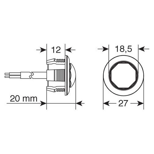 ΦΩΣ ΟΓΚΟΥ 12/24V LED ΠΟΡΤΟΚΑΛΙ ΣΤΡΟΓΓΥΛΟ 19,5mm 1ΤΕΜ.