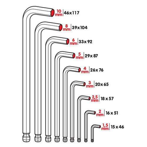 ΑΛΛΕΝ (ALLEN) ΕΞΑΓΩΝΑ ΚΛΕΙΔΙΑ 9 ΤΕΜΑΧΙΩΝ (1,5-2-2,5-3-4-5-6-8-10mm) ΧΡΩΜΙΟ-ΒΑΝΑΔΙΟ (CRV)